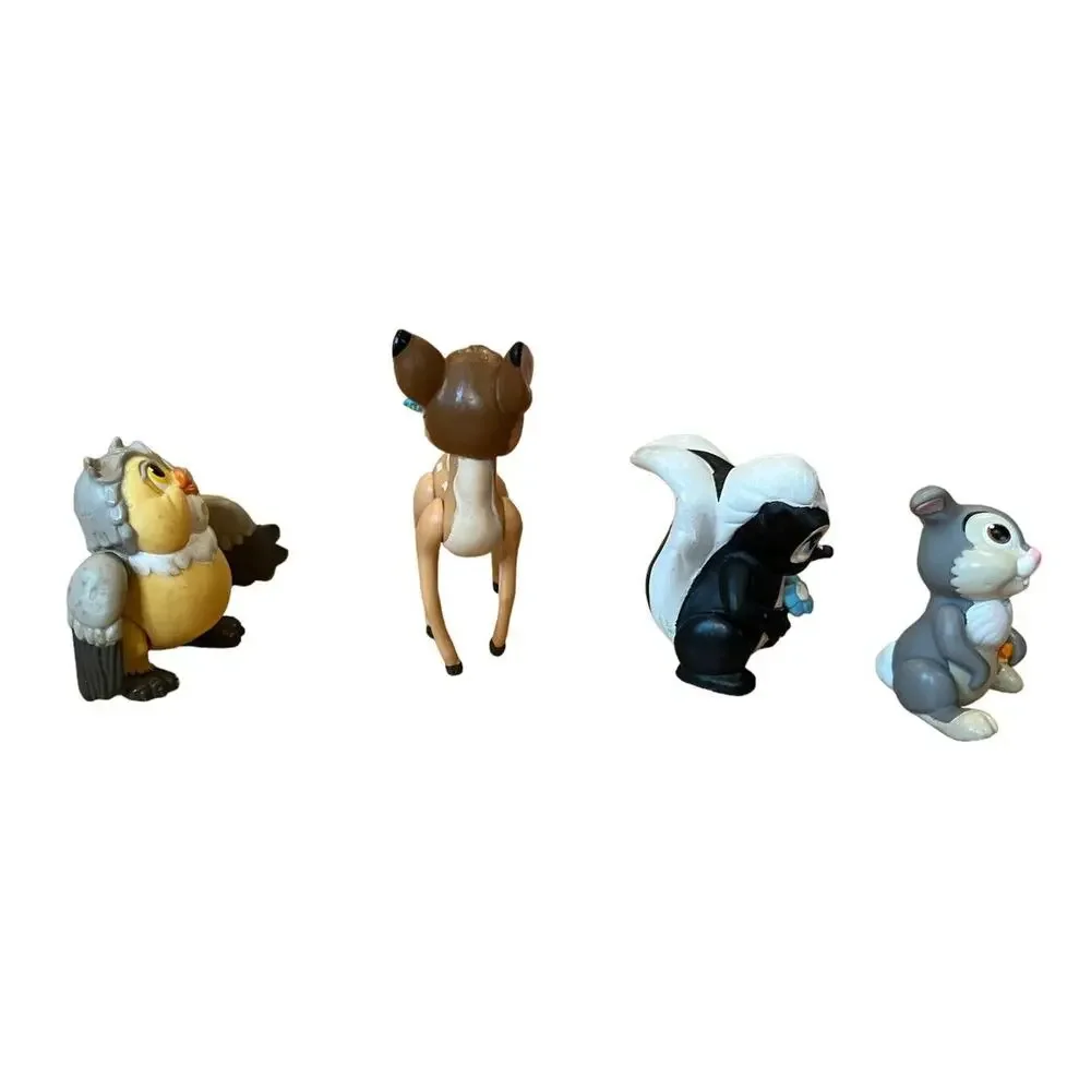 Bambi 4 Pc Lot Deer Friend Owl Flower Skunk Thumper Bunny PVC Figures Disney PW